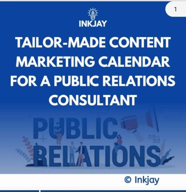 Tailor Made Content Marketing Calendar for Public Relations Consultant